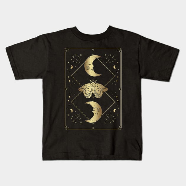 Moon Moth Design Kids T-Shirt by Moon Phase Design